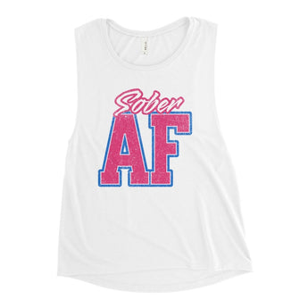 SOBER AF Women's Muscle Tank - Bold Recovery Athletic Top - White / S | Sobervation