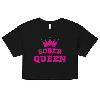 Sober Queen Crop Top - Women's Recovery Empowerment Apparel - Black / XS | Sobervation