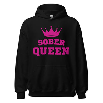 Sober Queen - Graphic Print Hoodie | Recovery Empowerment Apparel - Black / S | Sobervation
