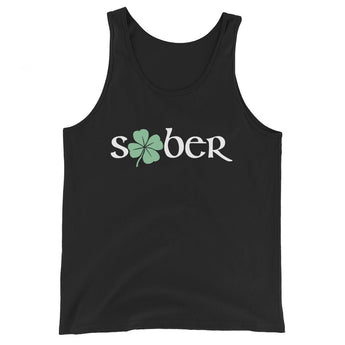Sober Shamrock Men's Tank Top - St. Patrick's Day Recovery Apparel - Black / XS | Sobervation