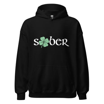 Sober Shamrock St. Patrick's Day Hoodie - Lucky Recovery Sweatshirt - Black / S | Sobervation