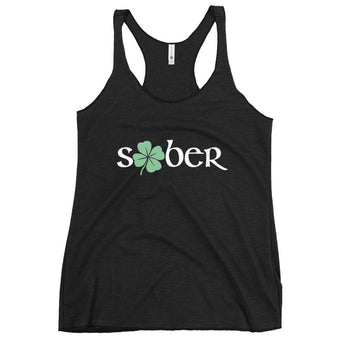 Sober Shamrock Women's Racerback Tank - St. Patrick's Day Recovery Top - XS | Sobervation