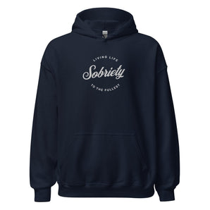 Living Life to the Fullest - Embroidered Sobriety Hoodie - Navy / S | Sobervation