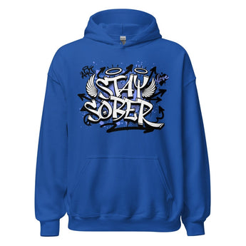 Stay Sober Unisex Hoodie - Graffiti Recovery Statement Sweatshirt - Royal / S | Sobervation