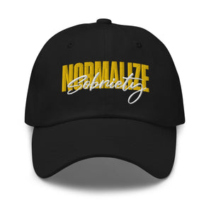 Normalize Sobriety - Embroidered Dad Hat | Recovery Headwear - Black | Sobervation