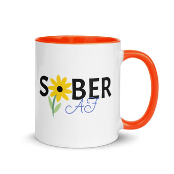 SOBER AF Sunflower Mug - 11oz Color Inside Coffee Cup - Orange | Sobervation