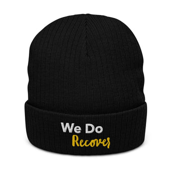We Do Recover - Sustainable Ribbed Knit Beanie | Recovery Headwear - Black | Sobervation