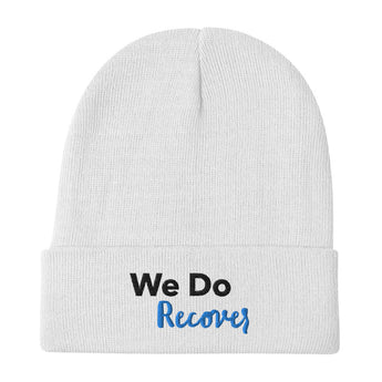 We Do Recover - Embroidered Cuffed Beanie (White) | Recovery Headwear - Default Title | Sobervation