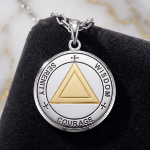 AA Sigil Seal Recovery Necklace – 14K Gold & Sterling Silver Jewelry MNC558 - Pendant - Sobervation