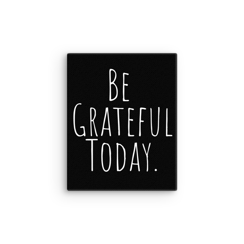 Toile imprimée typographie minimaliste Be Grateful