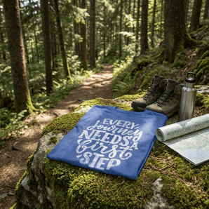 Begin with Courage - Sobriety Journey Unisex Tee - Heather True Royal / S | Sobervation