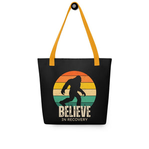 Believe in Recovery – Bigfoot Edition Tote Bag - Yellow | Sobervation