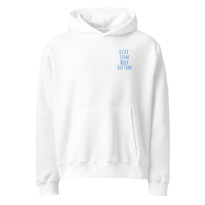 Built From Rock Bottom Embroidered Oversized Heavyweight Hoodie - Recovery Streetwear - White / S | Sobervation