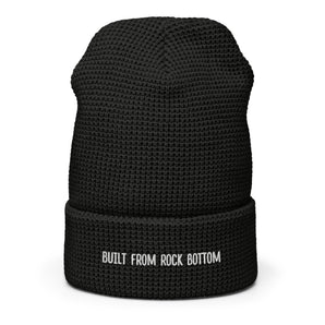 Built From Rock Bottom – Waffle Knit Beanie - Black | Sobervation