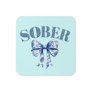 Chinoiserie Bow Sober Cork-Back Coaster - Default Title | Sobervation