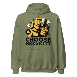 Choose Serenity Hoodie – Grounded in Recovery - Military Green / S | Sobervation