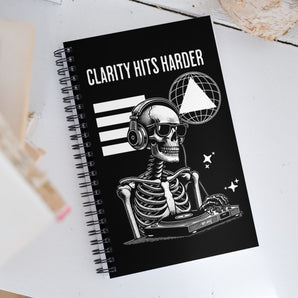 Clarity Hits Harder Spiral Notebook – DJ Skeleton Recovery Journal - Default Title | Sobervation