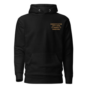 Sobriety Is the Gift Premium Hoodie – Daily Affirmation Recovery Apparel - Black / S | Sobervation