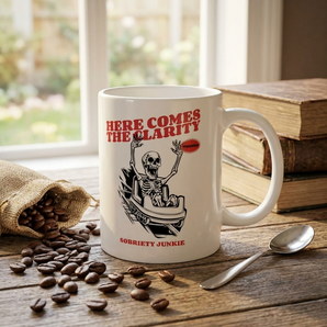 Here Comes the Clarity Skeleton Roller Coaster Mug – Recovery Coffee Mug