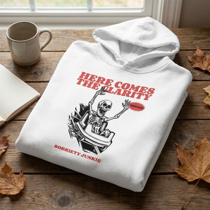 Here Comes the Clarity Hoodie – Sobriety Junkie Roller Coaster