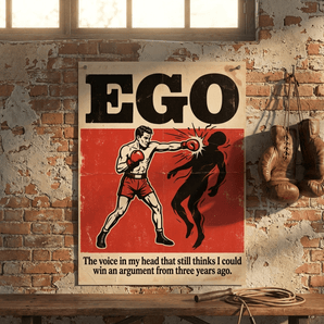 Ego Sobriety Poster | Shadow Boxing Art Print | Sober Translations 18x24 - Poster - Sobervation