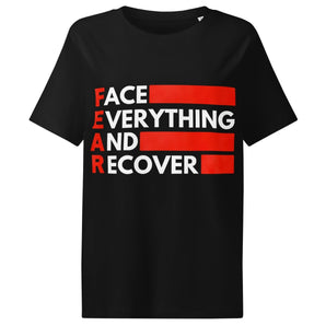 F.E.A.R. (Face Everything and Recover) Organic Tee – Women’s Ribbed Neck Fit - Black / S | Sobervation
