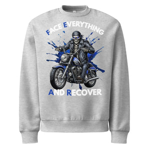 F.E.A.R. (Face Everything and Recover) Oversized Heavyweight Sweatshirt – Skeleton Biker Sobriety Statement - Athletic Heather / S | Sobervation