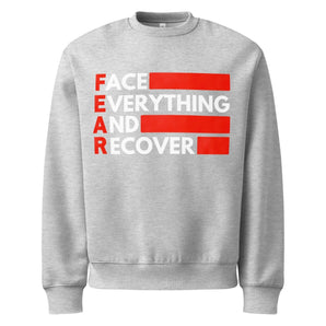 F.E.A.R. (Face Everything and Recover) Oversized Sweatshirt – Heavyweight Recovery Style - Athletic Heather / S | Sobervation