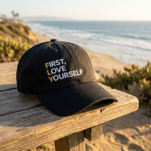 First Love Yourself (FLY) Embroidered Dad Hat – Recovery Hat - Black Classic Dad Hat - Sobervation