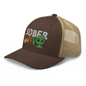 Sober AF Alien Trucker Hat – Galactic Sobriety Recovery Cap - Black | Sobervation
