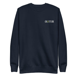 Gratitude Premium Sweatshirt – Embroidered Sobriety Symbol Recovery Apparel - Navy Blazer / S | Sobervation