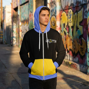 Gratitude Symbol Zip Hoodie – Recovery Mindfulness Apparel - 2XS All Over Print Zip Up Hoodie - Sobervation