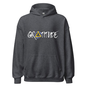 Gratitude Graffiti Sobriety Symbol Hoodie – Recovery Apparel - Dark Heather / S | Sobervation