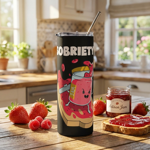 Jammin' to Sobriety Stainless Steel Tumbler – Cold Truth, Hot Vibes - Tumbler - Sobervation
