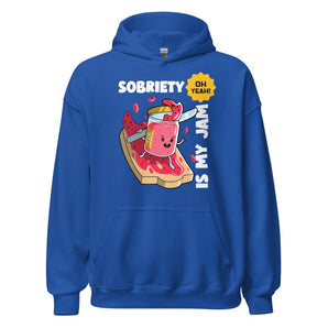Sobriety Is My Jam Unisex Hoodie - Fun Recovery Statement Sweatshirt - Royal / S | Sobervation