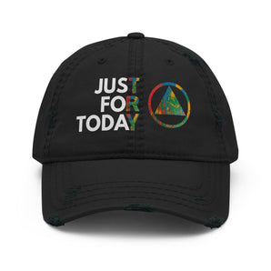 Just For Today Distressed Dad Hat - Black | Sobervation