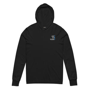 Just For Today Embroidered Hooded Long Sleeve Tee – Lightweight Recovery Layer - Black / XS | Sobervation