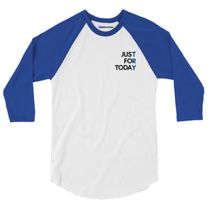 Just For Today Embroidered Raglan Shirt | Unisex 3/4 Sleeve - White/Royal / S | Sobervation