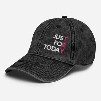 Just for Today Vintage Twill Cap – Pink TRY Embroidered Recovery Hat - Black | Sobervation