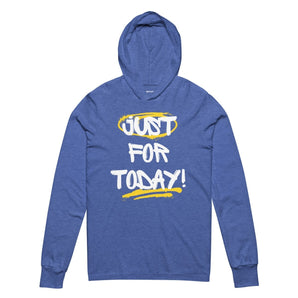 Just for Today Graffiti Hooded Long Sleeve – Lightweight & Loud - Heather True Royal / XS | Sobervation