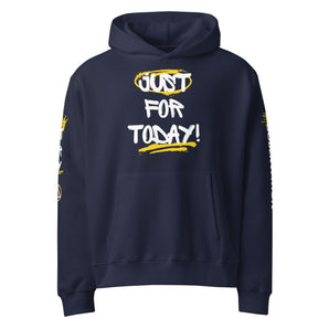 Just for Today Graffiti Oversized Heavyweight Hoodie - Navy / S | Sobervation