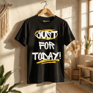 Just for Today Unisex Essential Tee - Graffiti Style Recovery Shirt - Black Graphic Print T Shirt - Sobervation