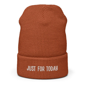 Just For Today Waffle Knit Beanie – Textured Style, Centered Mindset - Black | Sobervation