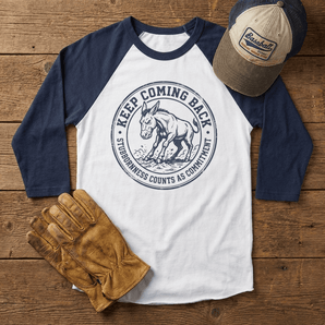 Keep Coming Back Sobriety Raglan Shirt | Sober Translations 3/4 Sleeve Recovery Tee - S 3/4 Sleeve Raglan - Sobervation