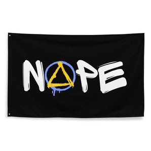 NOPE Blue & Yellow Graffiti Sobriety Symbol Flag – Streetwear Recovery Wall Decor - Default Title | Sobervation