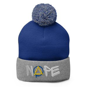 NOPE Pom-Pom Beanie – Playful Top, Serious Message - Default Title | Sobervation
