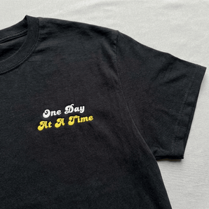 One Day At A Time Embroidered Unisex Tee | Recovery T-Shirt | Sobervation - S Embroidered Men's Tee - Sobervation