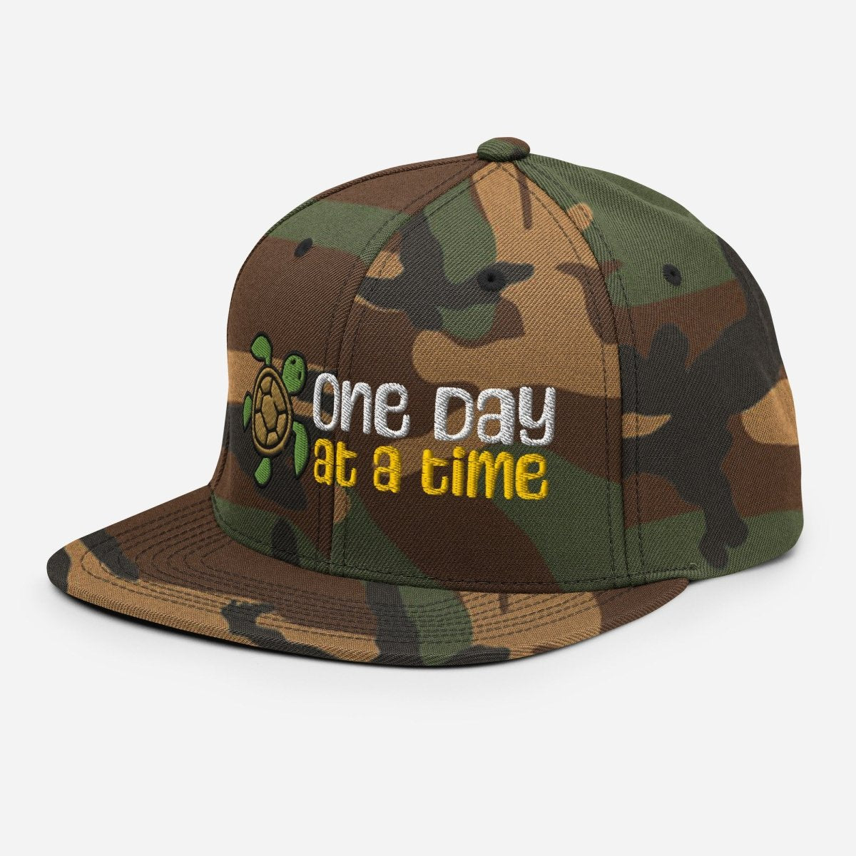One Day at a Time Snapback Hat – Turtle Embroidery for Steady Progress ...