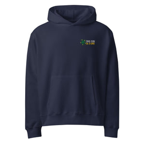 One Day at a Time Turtle Embroidered Oversized Heavyweight Hoodie | Bella + Canvas 4719 - Navy / S | Sobervation
