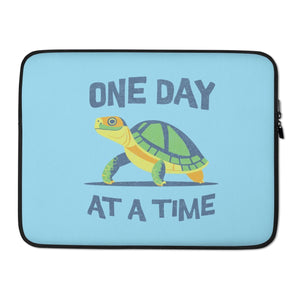 One Day at a Time Turtle Laptop Sleeve – Recovery Tech Accessory - 15″ | Sobervation